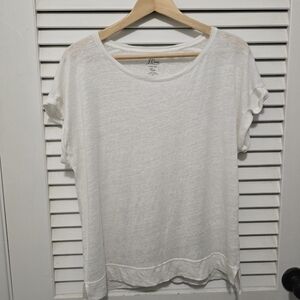 J. Crew LINEN Knit Goods Top Large T-Shirt Top w/Cuffed Sleeves EUC